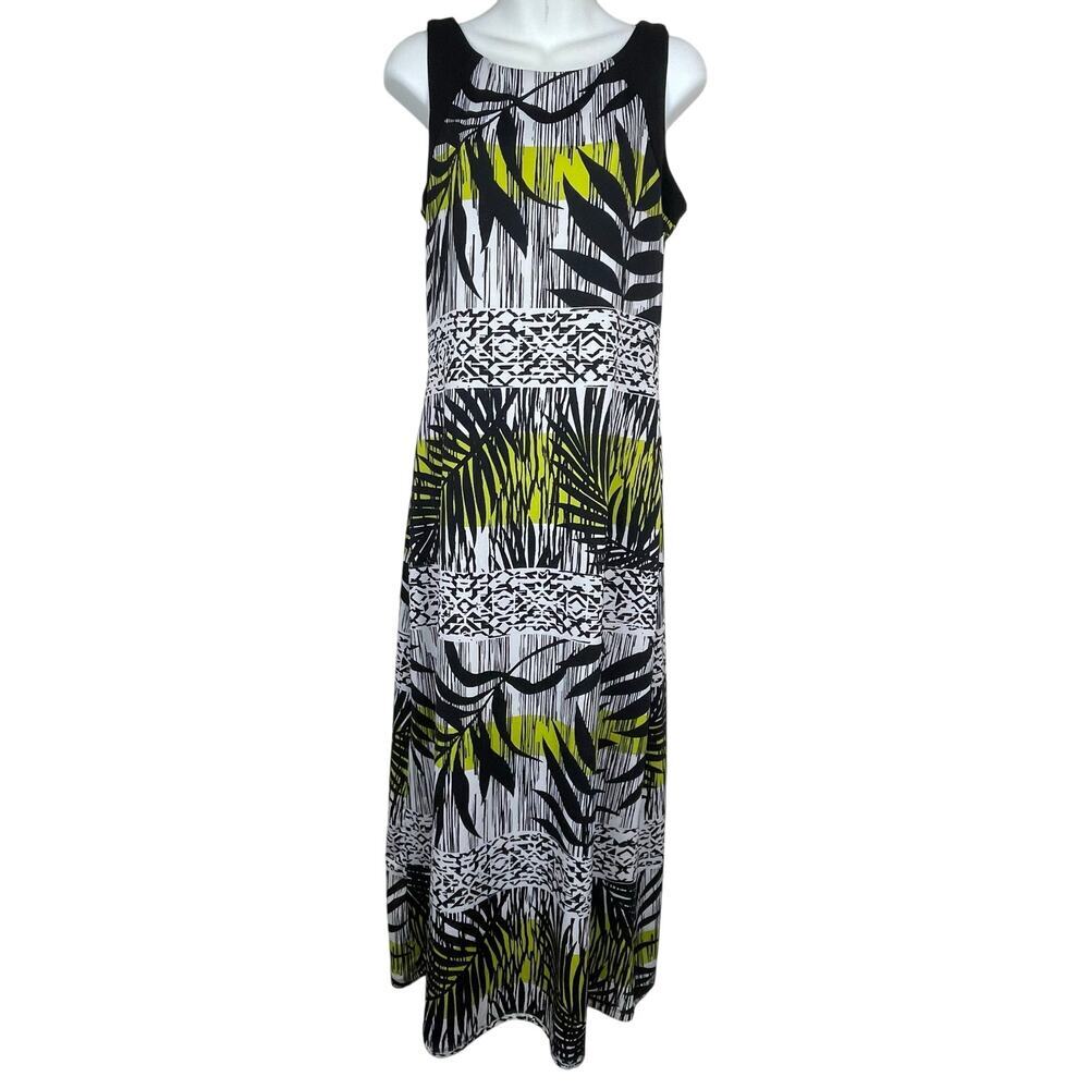 Jules & Leopold S Maxi Dress Sleeveless Floral Boho White Black Green